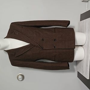 Ted Lapidus vintage brown plaid blazer jacket pure wool